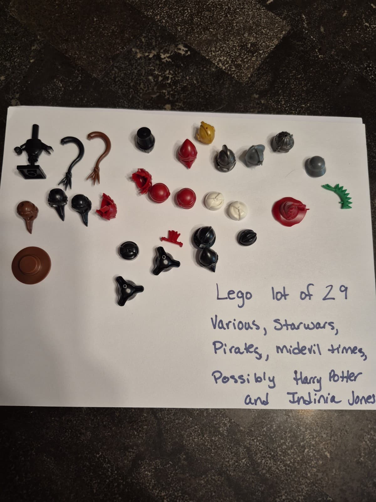 Listing photo for Lot Of 29 Lego Hats, Masks, And Accessories