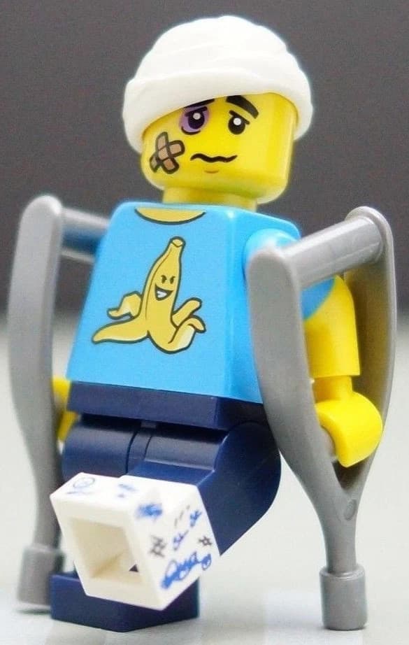 Listing photo for Lego Minifigure MINIFIG LEGO Minifigures Clumsy Guy Series 15 NEW 71011 Crutches