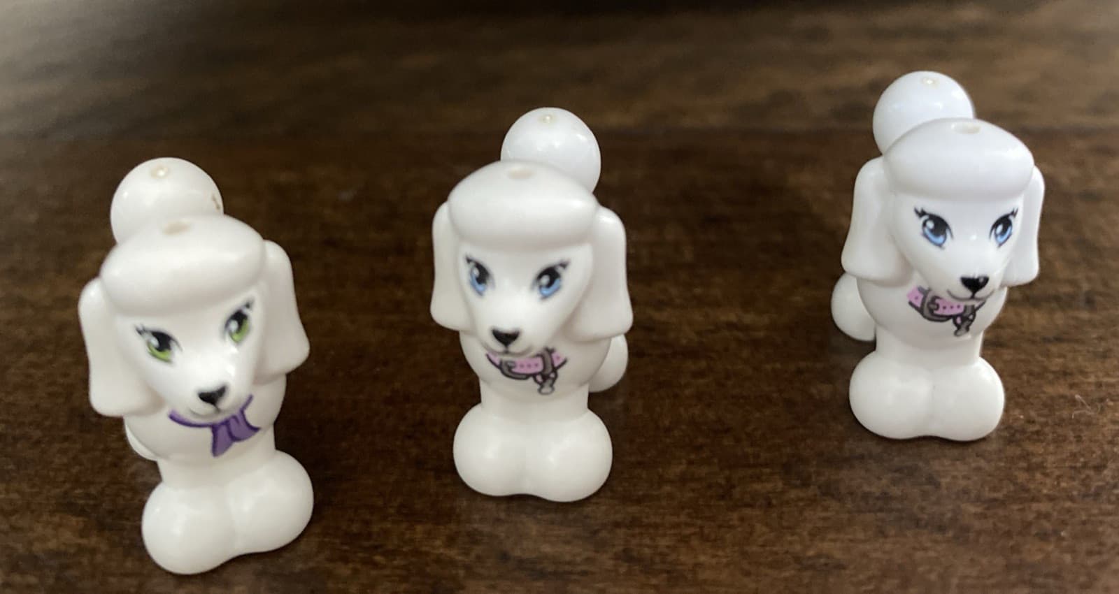 Listing photo for LEGO Lot of 3 White Poodle Dogs Lego Friends 1 w/ Bow 2 w/ Collars Mini-Figures