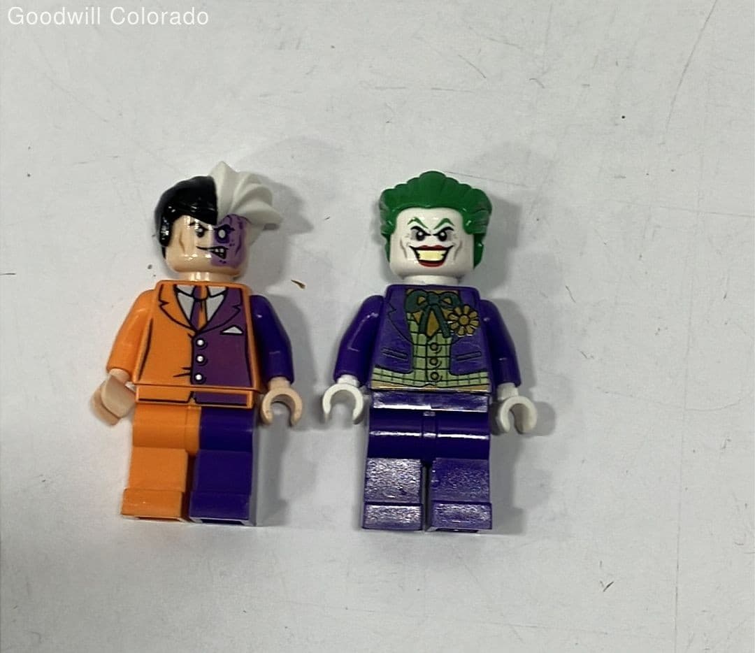 Listing photo for Lego Minifigures Building Toys Joker Two Face Purple Orange Suit Parts