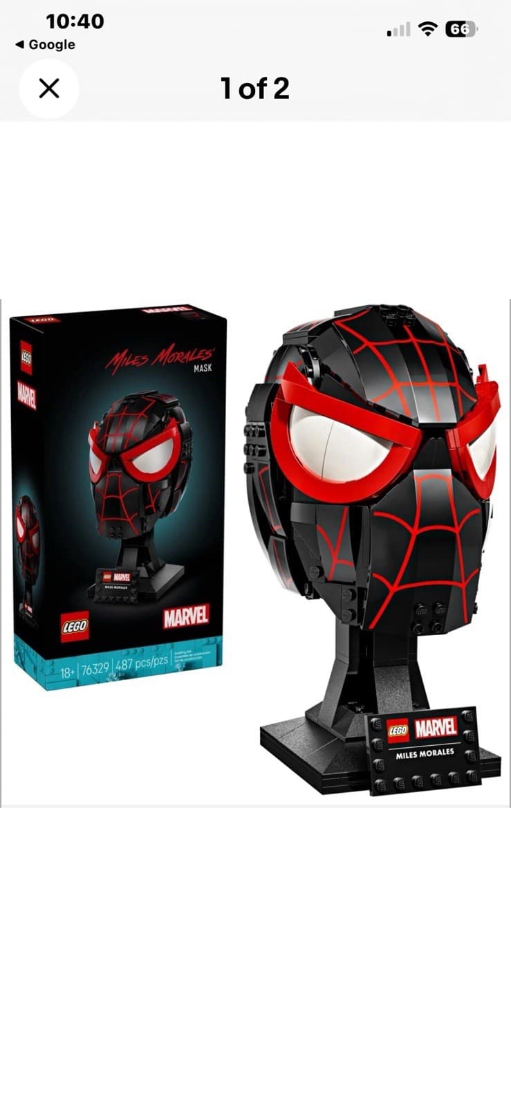 Listing photo for LEGO Miles Morales Spider Man Mask Marvel 76329 487Pcs 18+ NIP Sealed