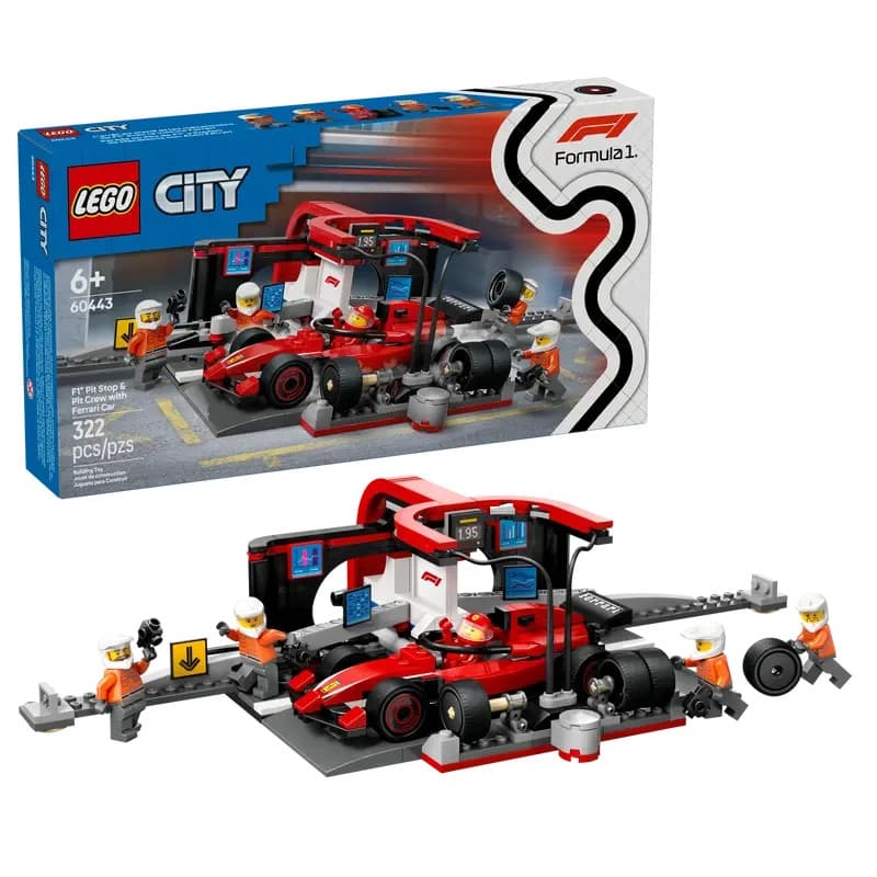 Listing photo for LEGO® City F1® Pit Stop & Pit Crew with Ferrari Car #60443 - Brand New Sealed!